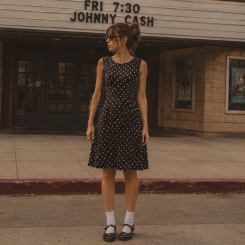 Polka Dot Fit Flare Black Midi Dress Small 90s Retro Twee Feminine Summer Work